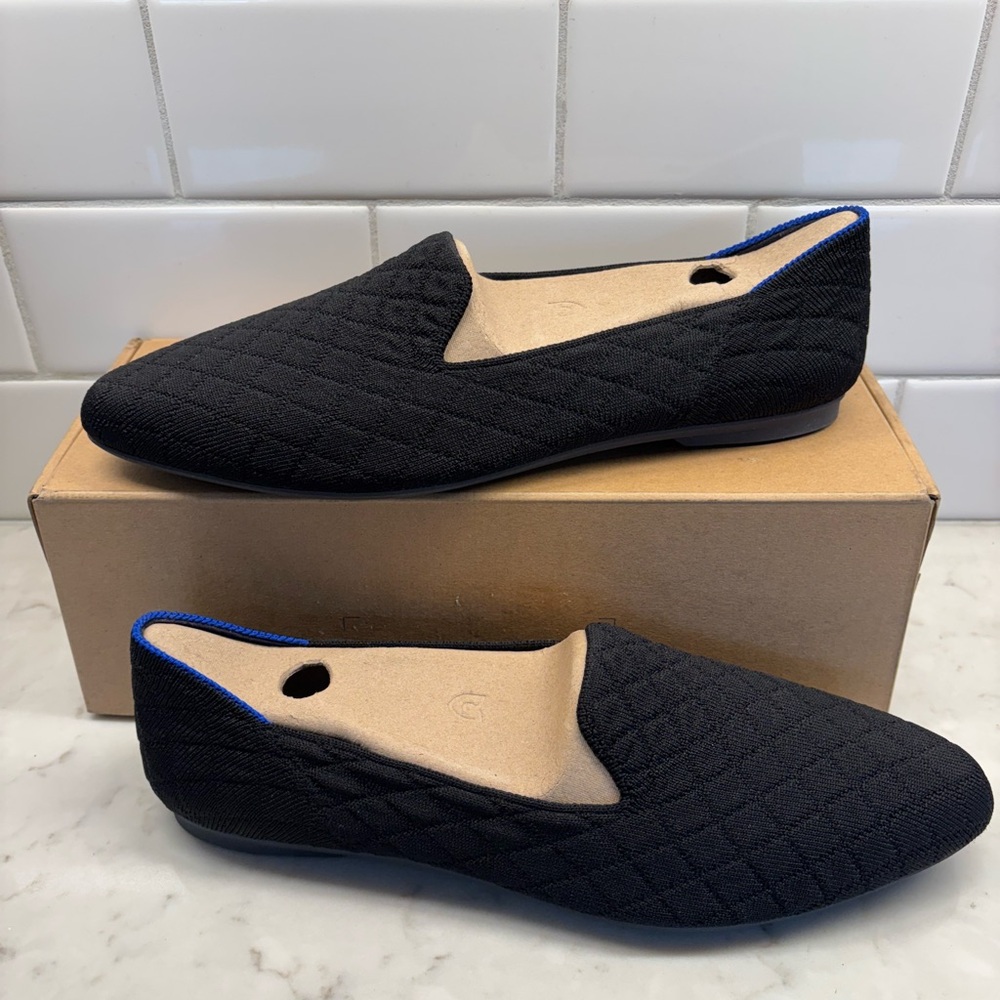 Rothy’s Almond Loafer, Quilted Black, size 9